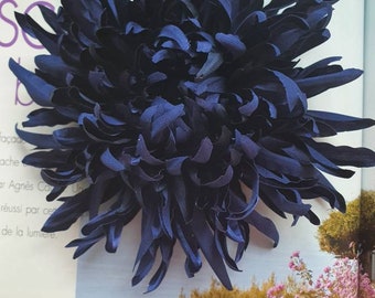 Big flower brooch, Deep Blue flower pin, Fabric chrysanthemum brooch, Corsage flower, Bespoke colour schemes also available, Navy blue, gift