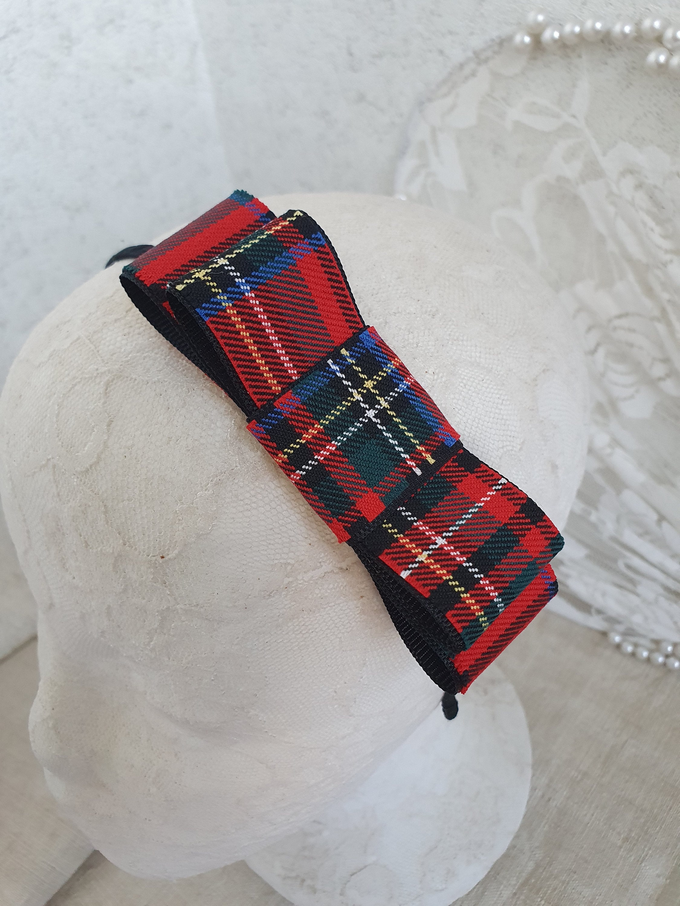 Fascia Per Capelli A Quadri Tartan Alice Band Fascia Per Capelli 2 Cm Di Larghezza Verde Nero Scuro Orologio - Italia