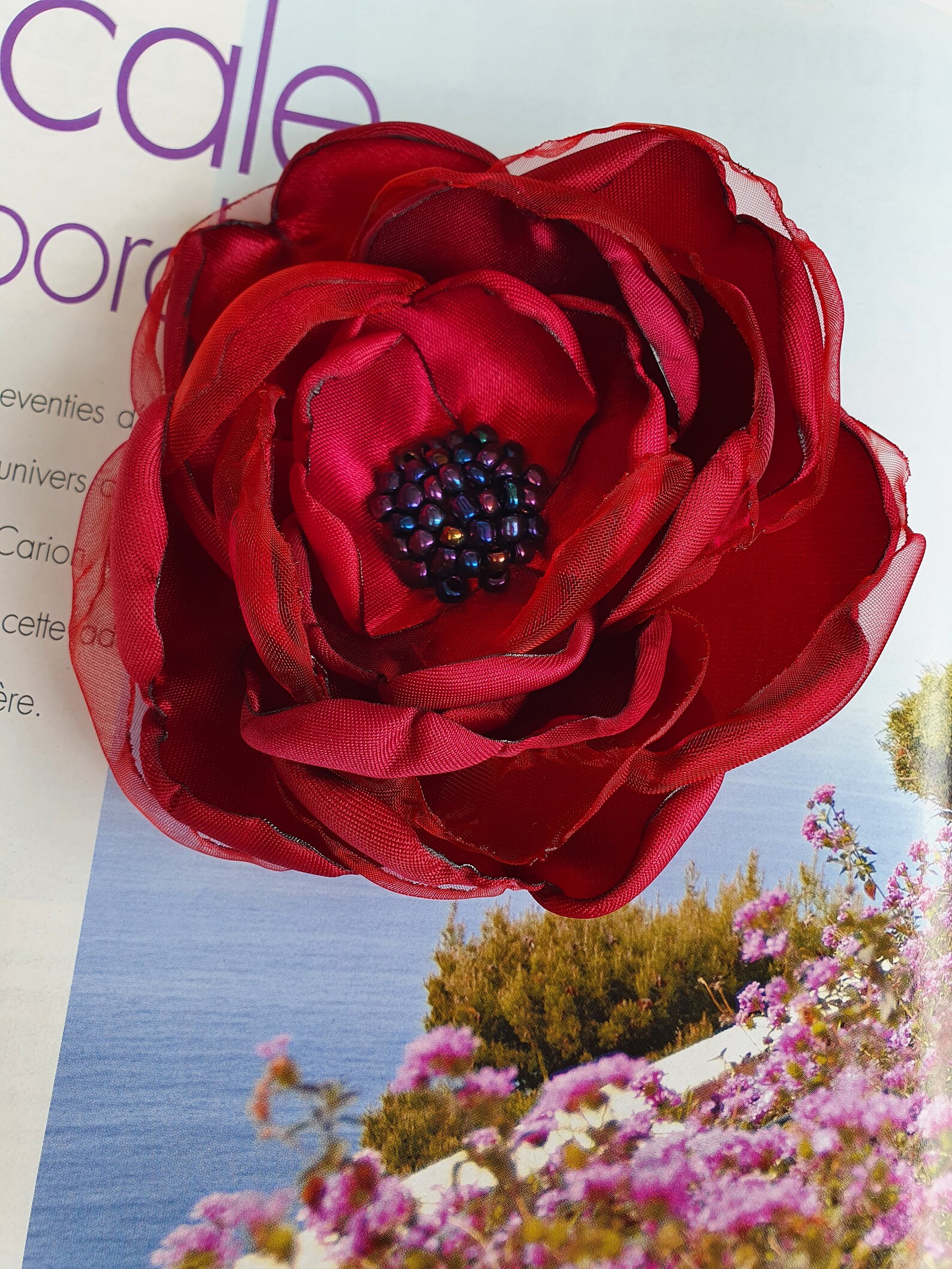 Wine Red Flower Brooch Corsage Flower Pin Brooch Flower Hair Etsy