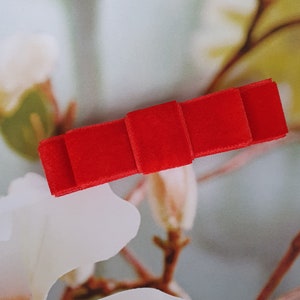Red Velvet Bow Brooch: Double Stacked Hair Clip - Mary Poppins Style