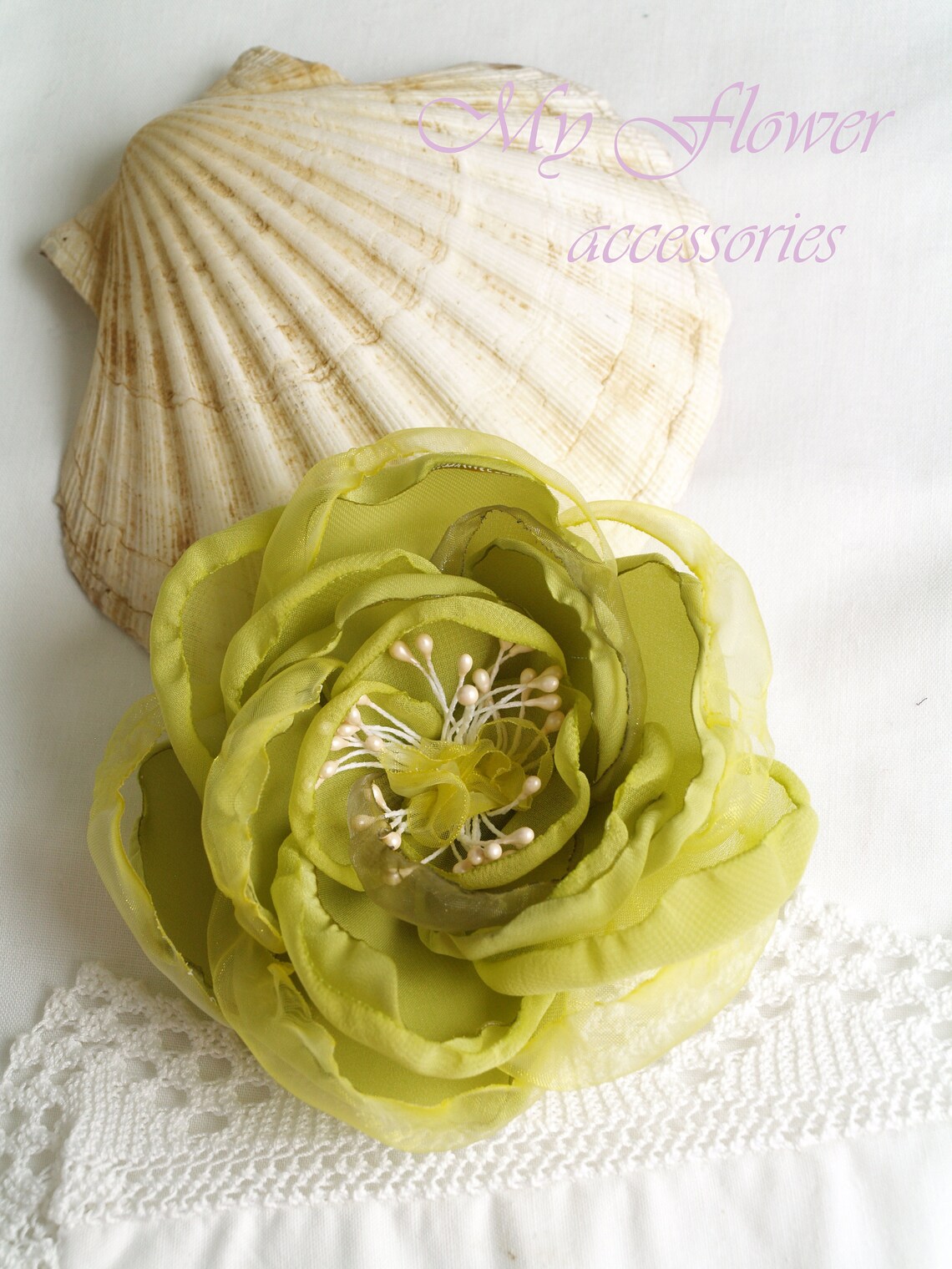 Fresh Green Flower Brooch Chartreuse Green Floral Etsy