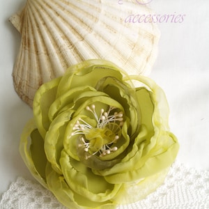 SATIN ROSE BROOCH PALE YELLOW SATIN ROSE BROOCH PALE YELLOW