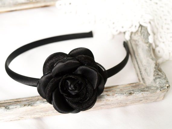 Chanel Chanel White Camellia Brooch Pin + Black Ribbon Hair Band Set