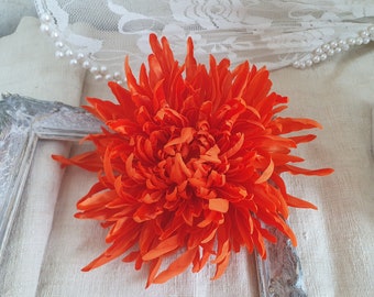 Orange Blumen Brosche Mandarine orange Hochzeit Braut Haarteil Blumen Haarclip Mums Blumen Brosche Geschenk für sie, natürliche Schönheit