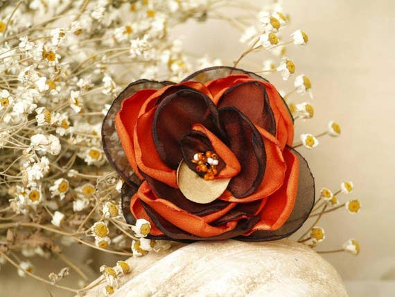 thumbnail image 2 of Flower Brooch, 3.94 Inch Large Big Rose Flower Brooches Satin Flower Brooch Pin Solid Color Flower Pins For Women Prom Wedding Clothes Dresses Accessories (Rose Red 2 of 14