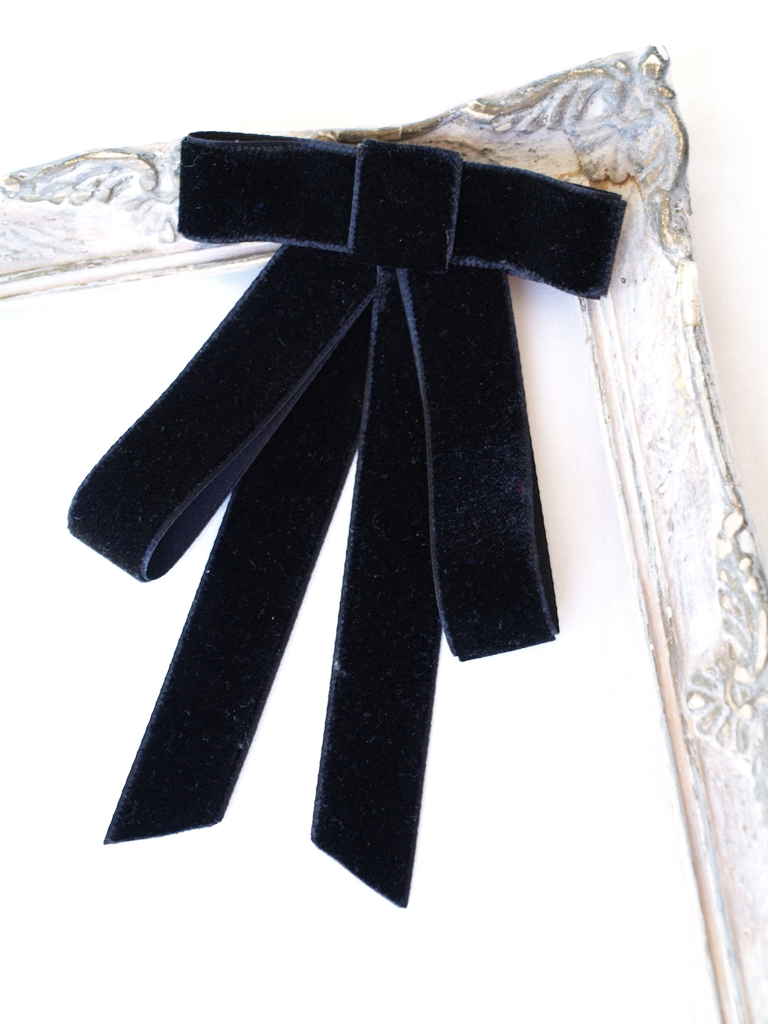 Black Velvet Bow Tie Brooch, Jabot Necktie for Women, Preppy, Gift for ...
