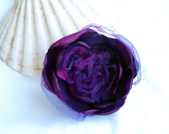 Purple flower brooch, Silk flower pins, Corsage flower, purple wedding, Flower hair clip, bridal hair piece, Mothers gift, fabric flowers
