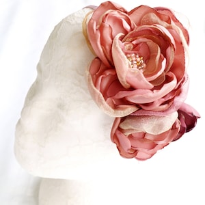 Rose Gold Flower Fascinator: Silk Boho Headband