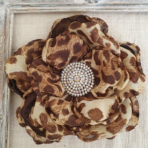 Animal Print Fabric Flower Brooch: Cheetah Corsage Pin