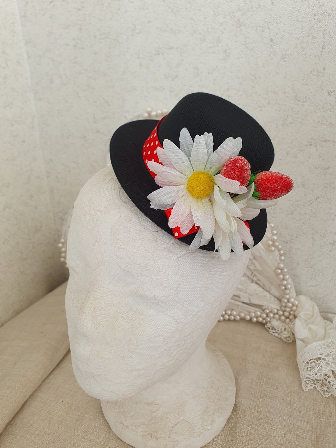 Mini Hat Hair Clip and Headband Mary Poppins Headpiece Black Etsy UK