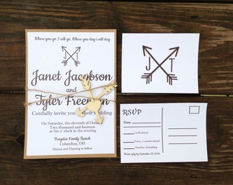 Custom Wedding Invitation, Rustic Wedding Invitation, Arrow Wedding invitation, Arrow Initials Wedding, Arrow Wedding,