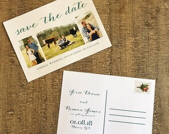 Save the Date Postcard, Save the Date Postcards, Teal Save the Dates, Script Save the Dates, Elegant Save the Dates