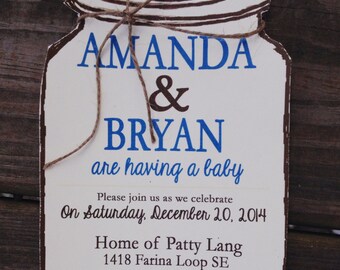 Rustic Baby Shower Invitation. Mason Jar Baby Shower Invitations, Baby Shower Invitation, Boy Baby Shower Invitation,