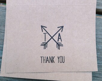 Arrow Thank you cards, Kraft Thank You Cards, Thank You Card Set, Rustic Thank You Card Set, Thank You Cards, Personalized Thank You Cards