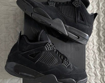 Air Jordan 4 “Black Cat” Black Light Graphite, full-size sneakers for men and women, unisex shoes, gag gift