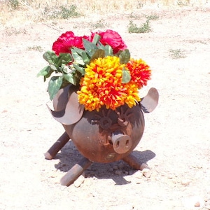 Pig Planter made from an upcycled Helium tank & other recycled parts