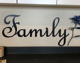 Large Family sign made out of thick steel and powdercoated black FAMILY sign