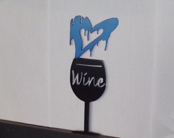 Wine Glass love sign steel wall hanger love wine dripping heart