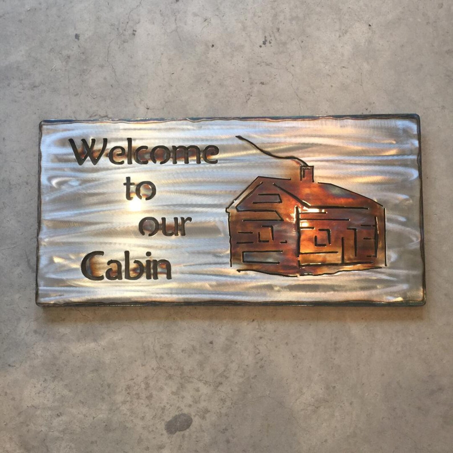 to our Cabin Sign metal sign touch colored metal cabin Etsy
