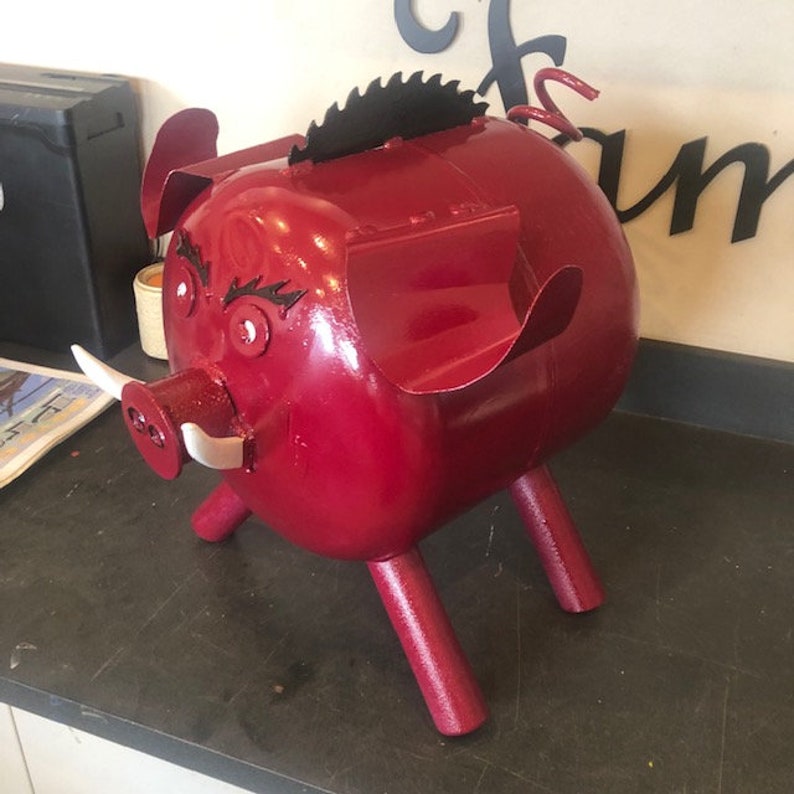 Red Razorback Pig Razorback Pig Made From Recycled Metal and Farm Parts Propane Pig - Etsy