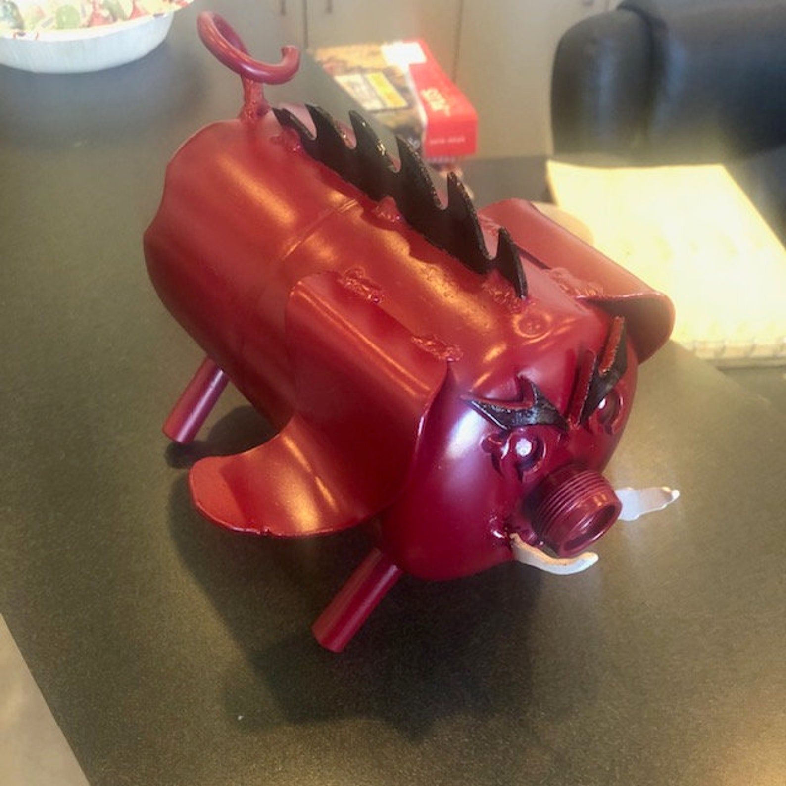 Red Razorback Pig Razorback Pig Made From Recycled Metal and Farm Parts and Colman ...