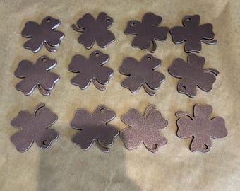 Metal Shamrocks 12 Pack Decorative steel shamrocks with a hole blank metal 11ga four leaf clover