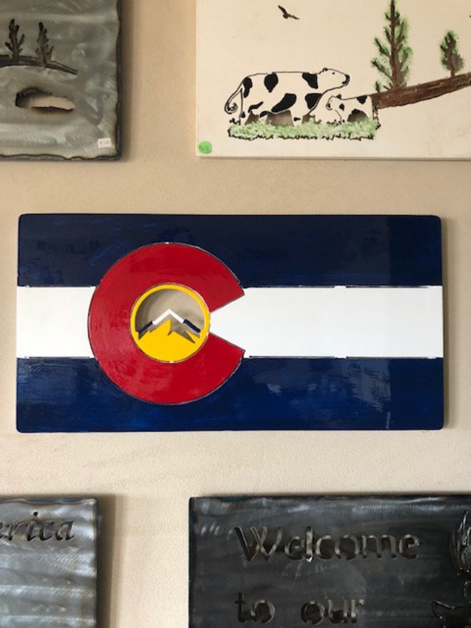 Steel Colorado Flag Metal Art Colorado Metal Colorado Flag Etsy