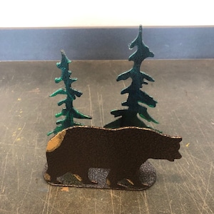 Bear Napkin holder or letter holder, strong metal high quality powder coat finish and recycled parts