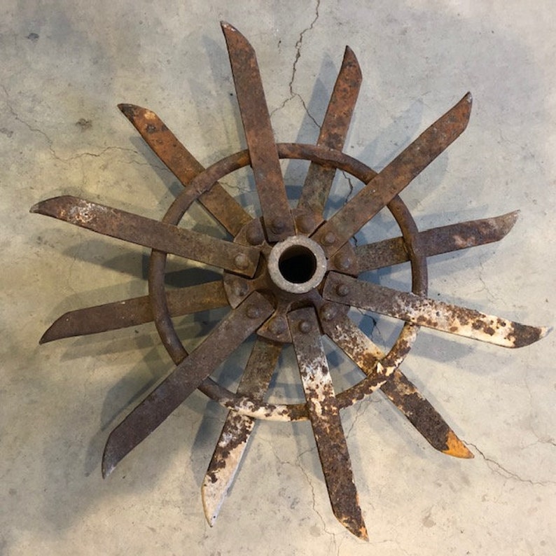 Antique Tiller Head Rotery Hoe Wheel Cultivator Wheel Farm My XXX Hot