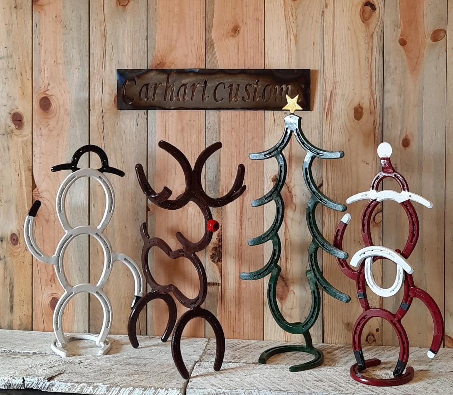 Horseshoe Christmas Tree Made From Authentic Horseshoes Cowboy Etsy