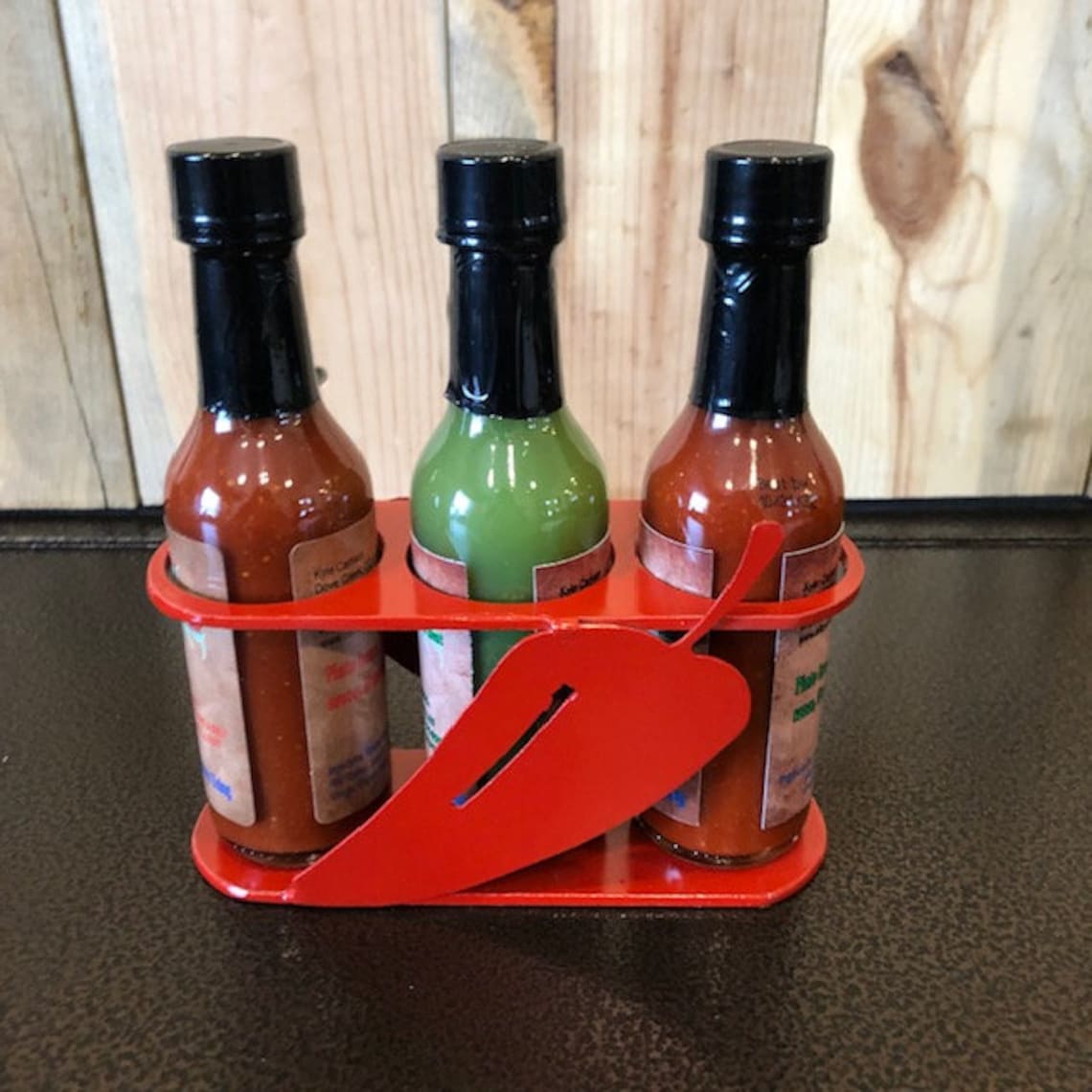 Hot Sauce Gift Package and Display Caddy Comes With 3 Bottles Etsy