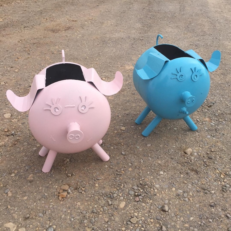 Propane tank pig Planter metal art pig planter made form Etsy