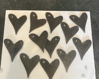 Metal Hearts 12 Pack Decorative steel hearts with a hole blank metal 11ga hearts