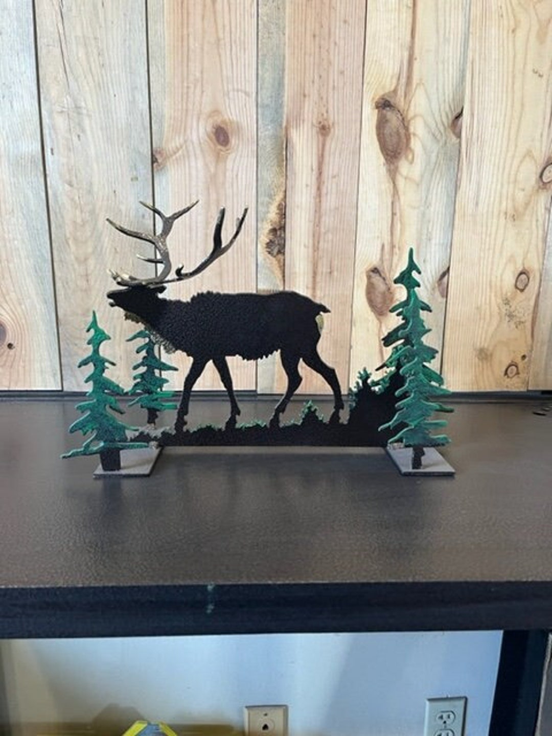 3D Metal Elk Sculpture With Trees and Bull Elk All Metal, Powdercoated