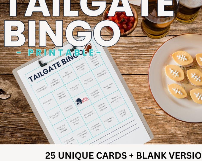 Football Bingo Printable: Tailgate & Super Bowl Party Game (Instant Download)