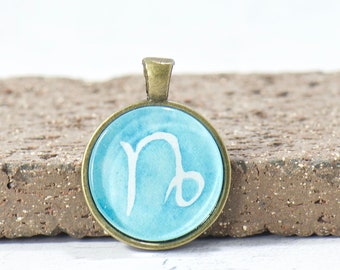 Capricorn Astrology Pendant ONLY - Zodiac Sign Charm - Watercolor Art Pendant - Boho Style Horoscope Pendant - Handmade Pendant