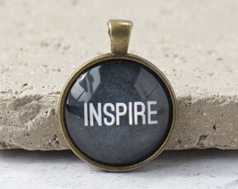 PENDANT ONLY, Inspire Positive Vibes Pendant, Strong Women Pendant, Motivational Brass Pendant, Mother's Day Jewelry Gift, Only 1 Available