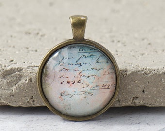 Pendant ONLY, Post Card Dreamin' Pendant, Brass Bezel Charm, Pendant Gifts for Her, Discontinued Style, Glass Pendant
