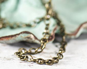 24 Inch Antique Brass Link Chain, Brass Finished Lobster Clasp Chain, Add a Chain, Layering Necklace, A La Carte, Jewelry Gifts, Chain Only