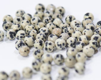 6mm Dalmation Jasper Round Gemstones, bulk jewelry making supply, fun spotted beads for necklaces and bracelets, natural stones crafting