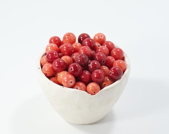 Large Round Orange Red Carnelian Gemstones, 12mm smooth chakra beads, ready to ship, jewelry making material for creative necklaces earrings
