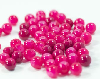 Fuchsia Pink 8mm Smooth Round Loose Beads, vibrant color bulk jewelry supply material for cute bracelets stacks, craft making, fun projects