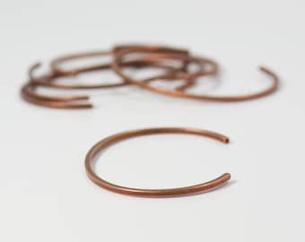 Thin Copper Open Cuff Bangle Bracelet - Minimalist Slip On Bracelet - Smooth Stacking - Jewelry Gifts for Her