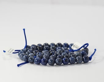 Bulk Supply Large Hole Blue Dumortierite Gemstones 10mm. Chakra Patience stones for calm benefits. Loose beads for jewelry making supplies