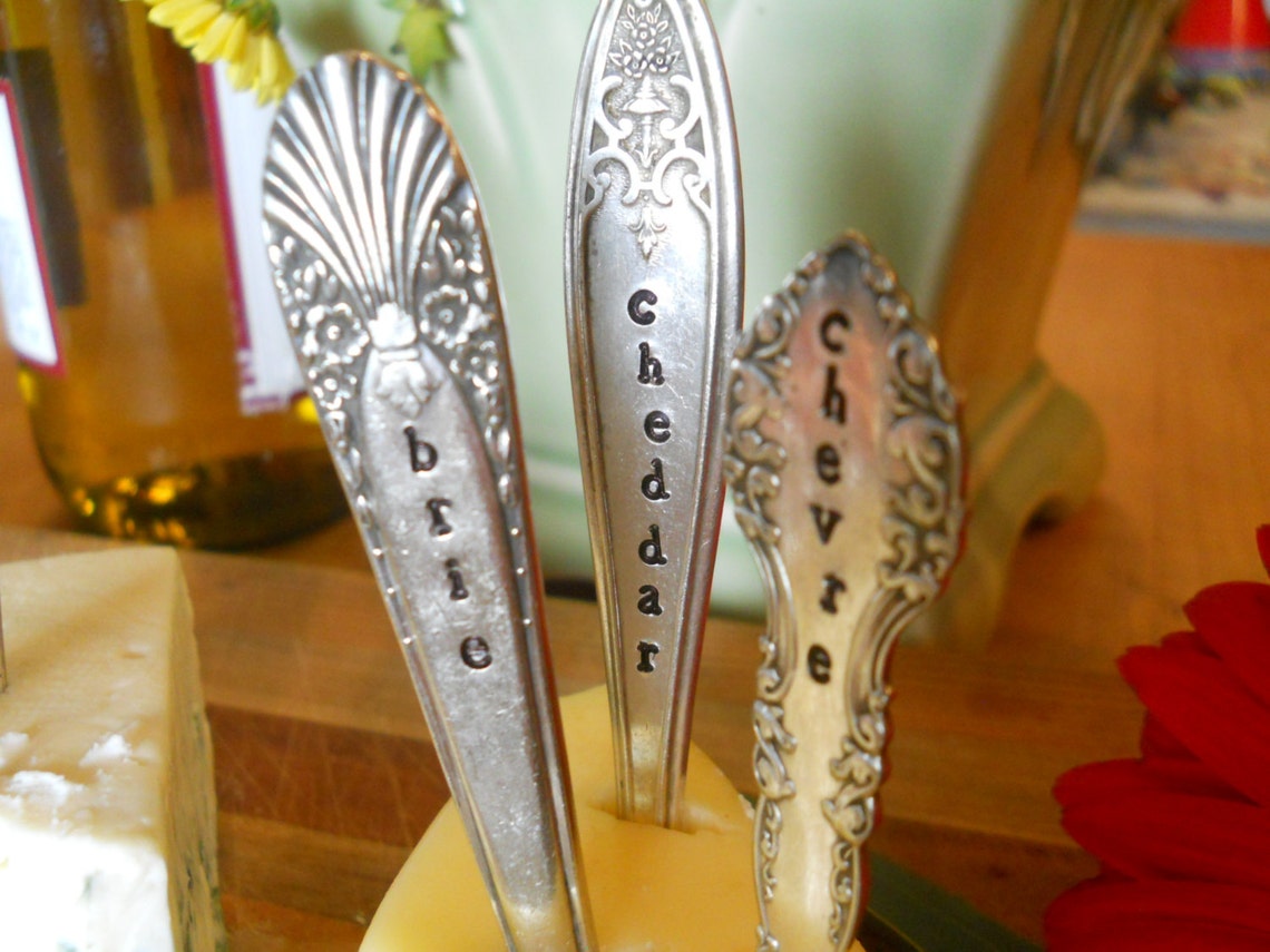 Cheese Markers Tags Set from Vintage Silverware Handles Etsy