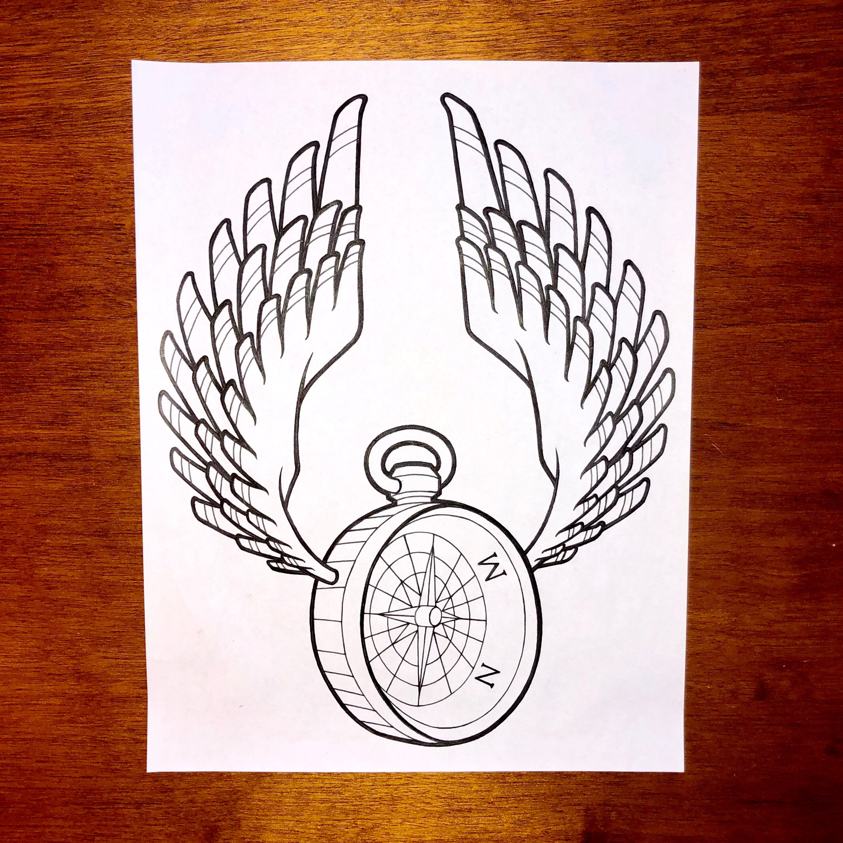 COMPASS con WINGS ILLUSTRATION Una obra original Etsy
