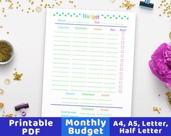 budget worksheet etsy