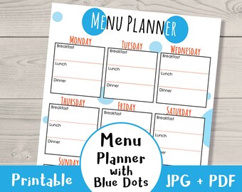 weekly meal planner printable watercolor banners menu etsy