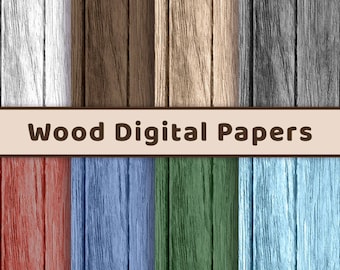 Wood Digital Paper- Natural Colors + Painted Colors, Wood Texture Paper, Rustic Wood Patterns, Wood Backgrounds, JPG,  Commercial Use