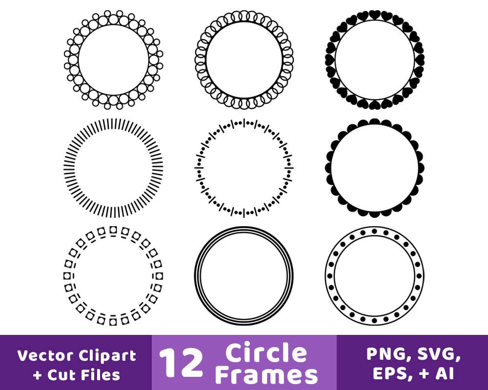 Download 12 Circle Frames Clipart Monogram Frame SVG Round Frame | Etsy